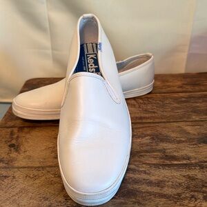Classic Keds White Leather Champions Twin Gore Slip On Tennis Shoes Size 10